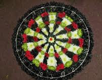 Dartboard funeral floral tribute Middlesbrough